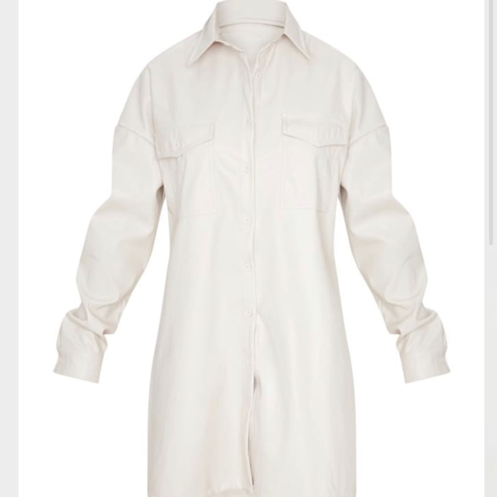 PRETTY LITTLE THING Petite Cream Oversized Dress - Picture 11 of 11